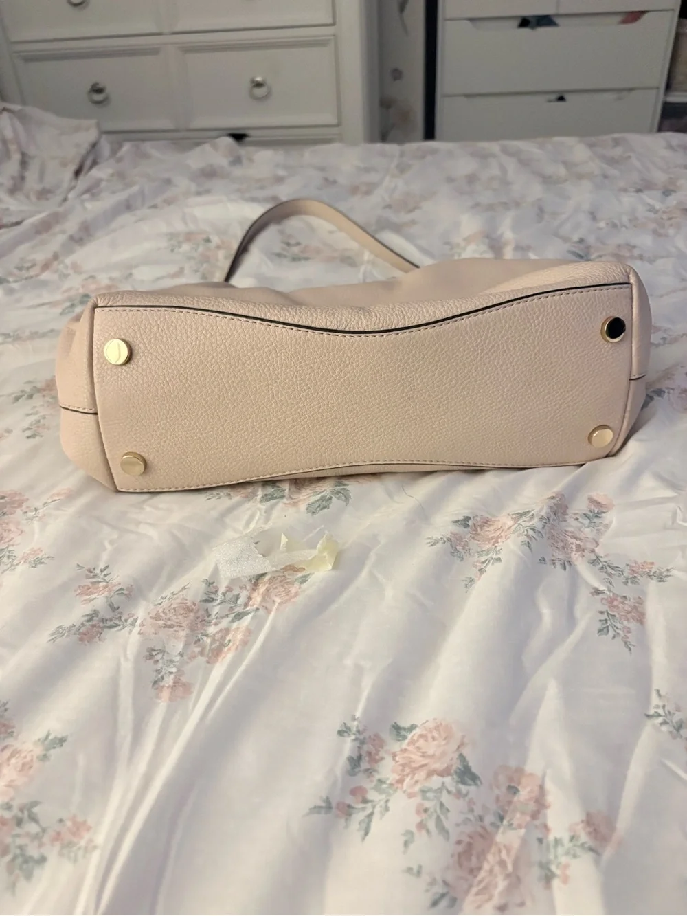 Michael Kors Pale Pink Pebbled Leather Shoulder Bag with Gold Hardware